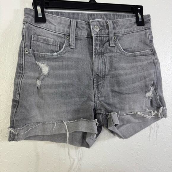 Old Navy O.G short charcoal gray high rise size 0 cuffed cut off denim shorts - Picture 3 of 6
